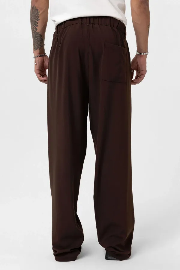 Costume croisé coupe décontractée, couleur café