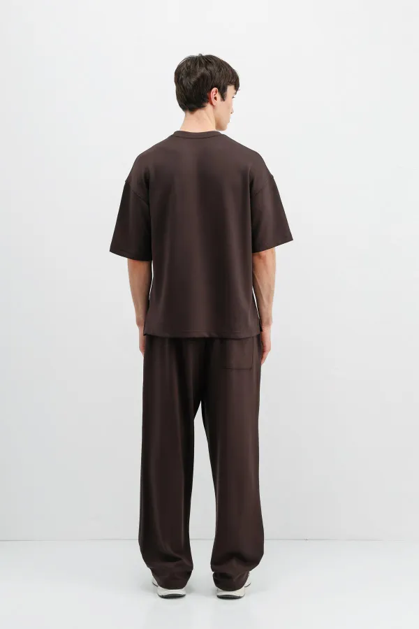 Modal Karışımlı Oversize Tişört Kahve