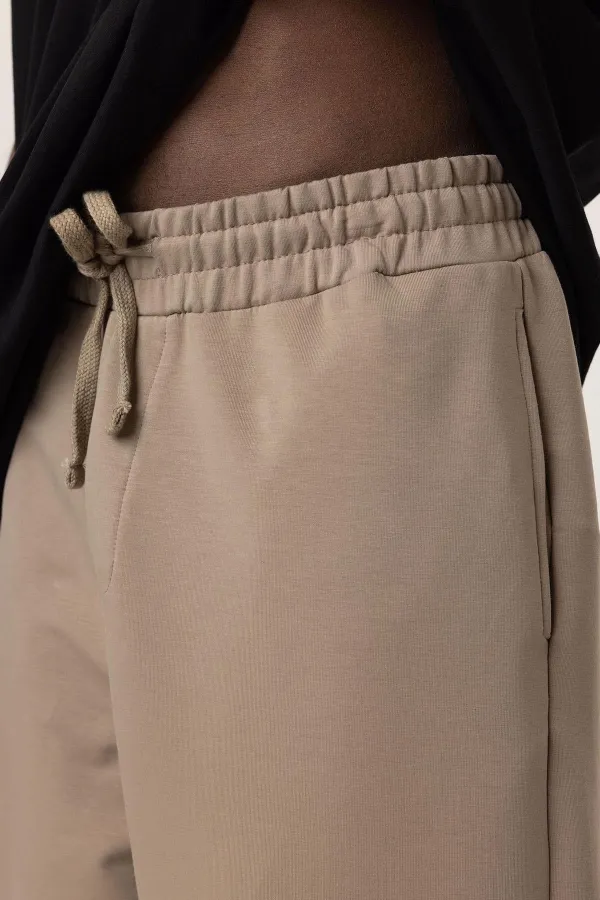 Basic Elastic Waist Oversize Sweatpants Mink