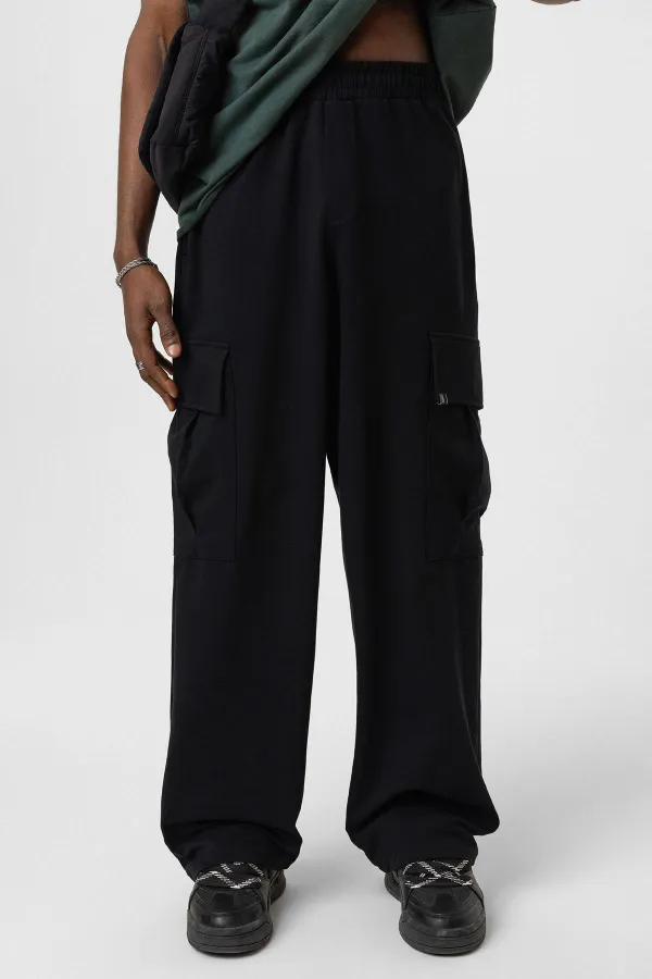 Bel Lastikli Kargo Baggy Pantolon Siyah
