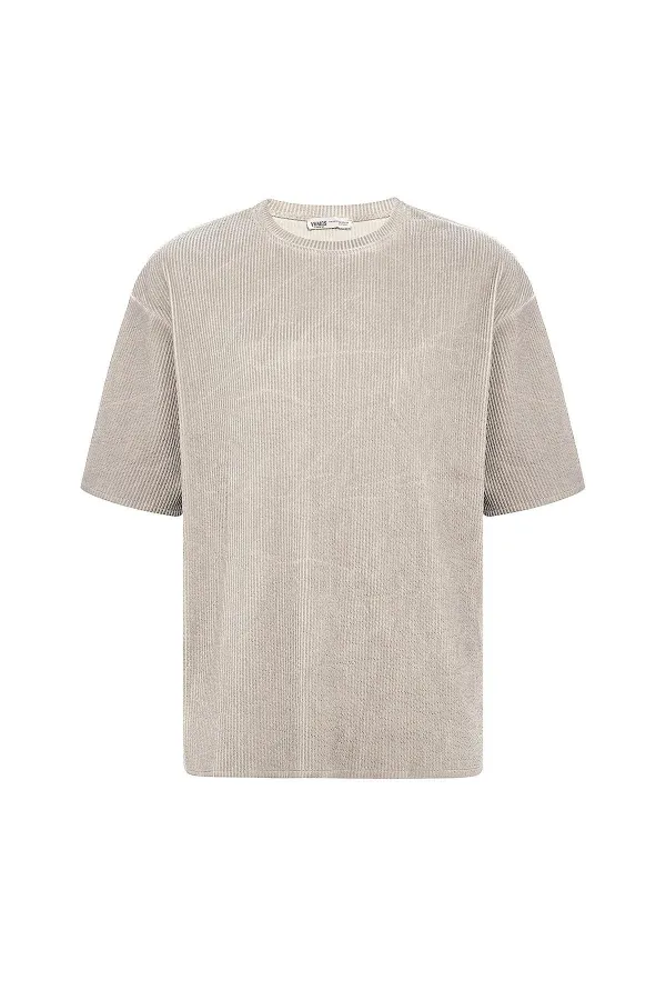 Yıkamalı Ottoman Basic Oversize Tişört Taş