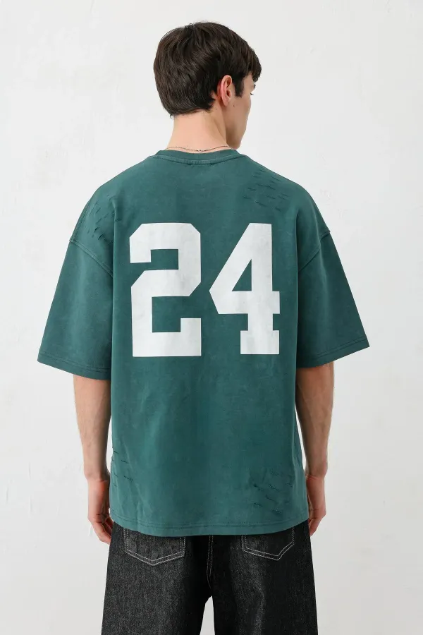 T-shirt oversize imprimé, bleu marine