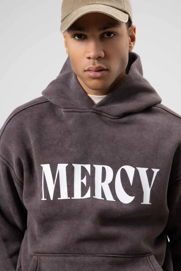 Card Detail Washed Oversize Sweatshirt Coffee