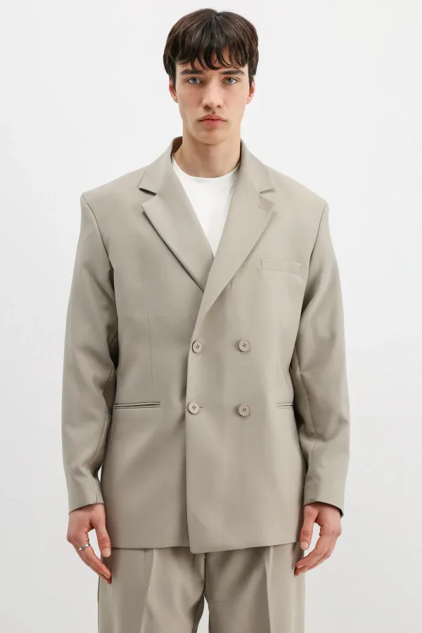 Costume croisé oversize, beige