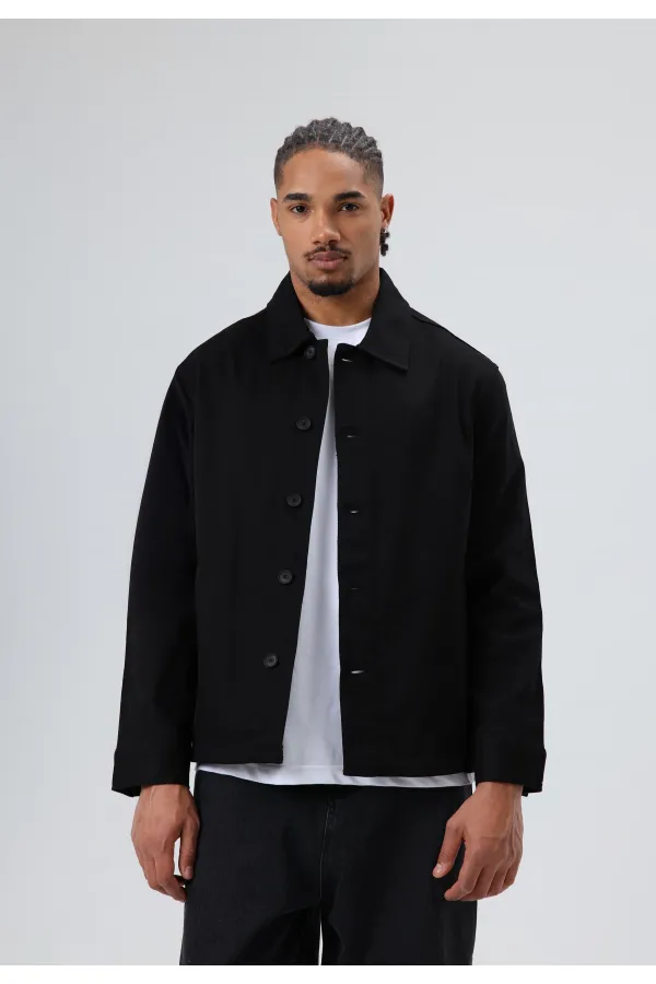 Boxy Fit Gabardin Ceket Siyah