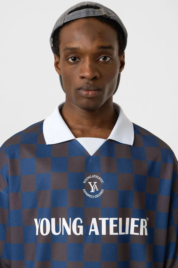 Oversize Polo Yaka Forma Tişört KAHVE/İNDİGO