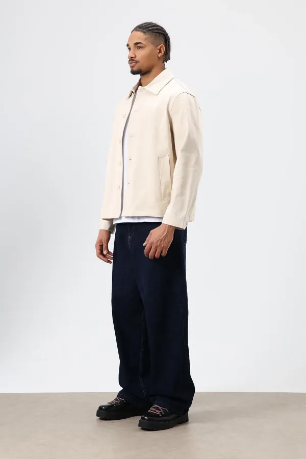 Boxy Fit Gabardin Ceket Bej