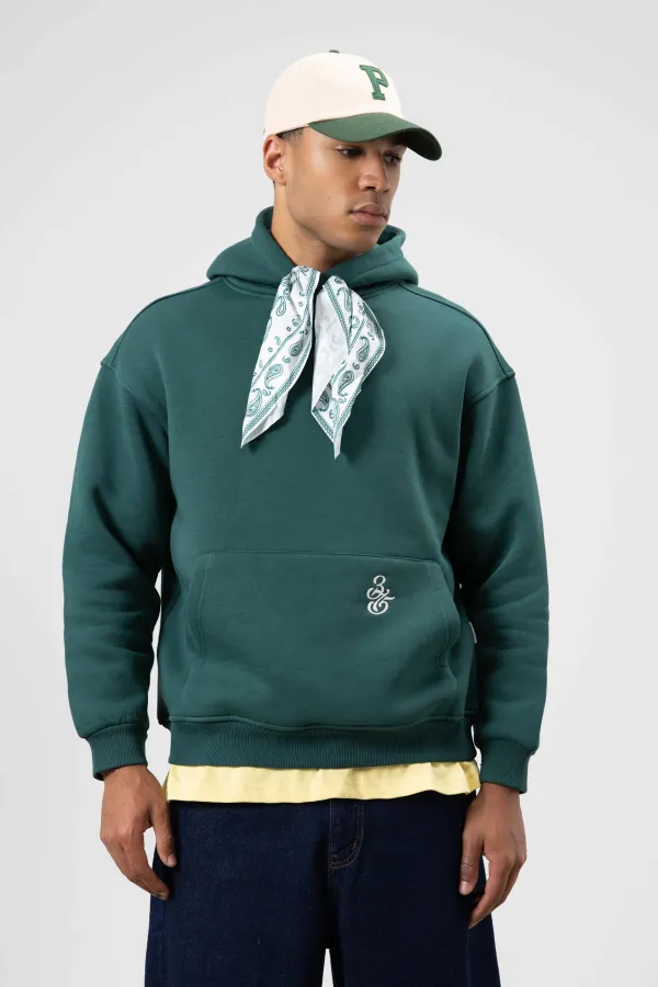 Oversize Hooded Sweatshirt with Scarf Detail, Navy Blue