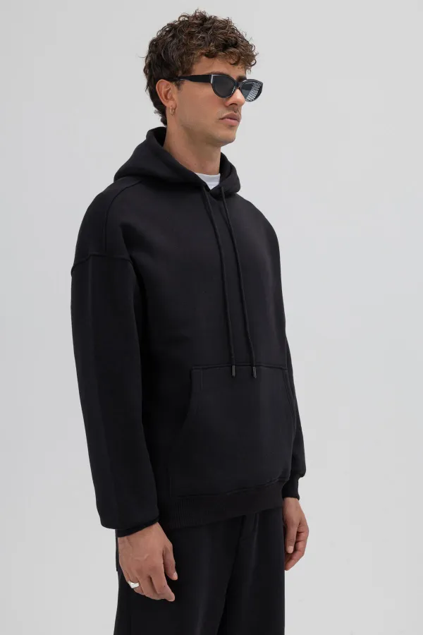 Basic Oversize Hooded Sweatshirt Black