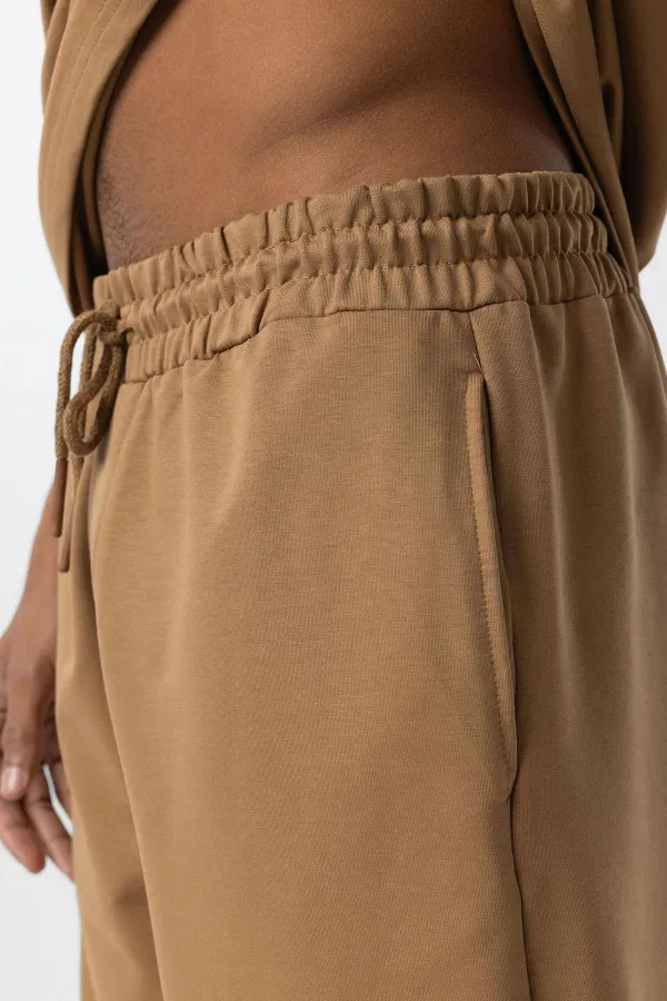 Ensemble de survêtement basique oversize à poignets élastiqués, camel