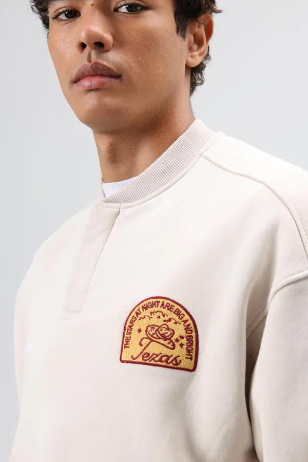 Oversize Crew Neck Printed Sweatshirt Stone