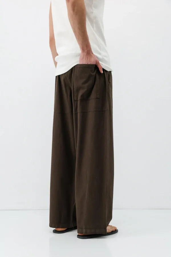 Super Baggy Fit Keten Pantolon Kahve