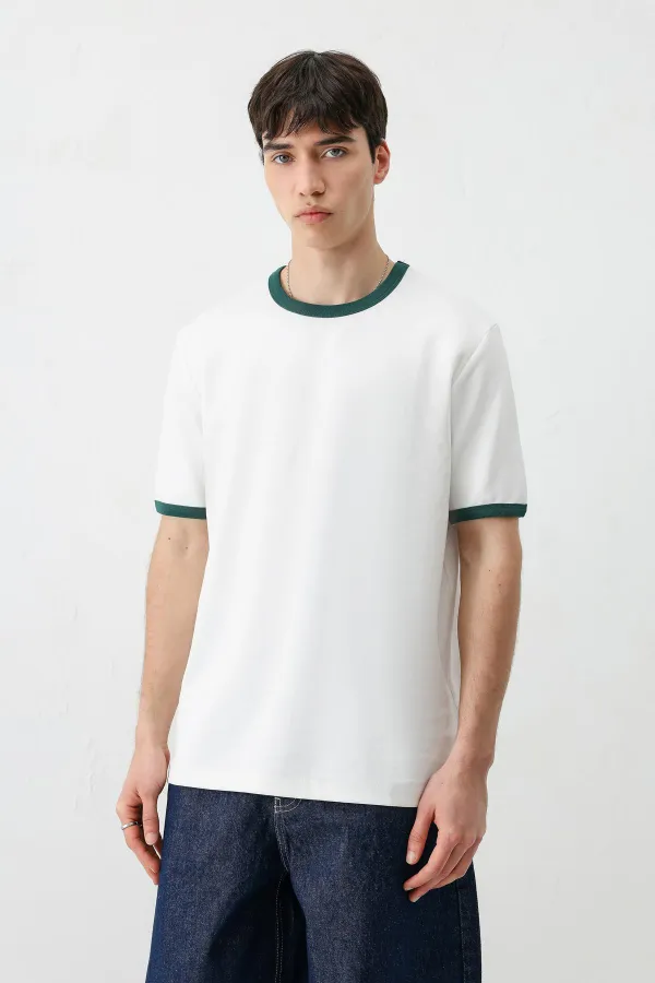 Kısa Kollu Regular Fit Tişört Ekru