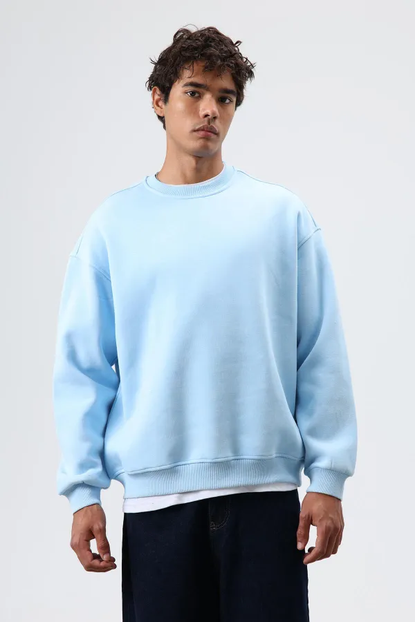 Sweat-shirt basique oversize délavé turquoise