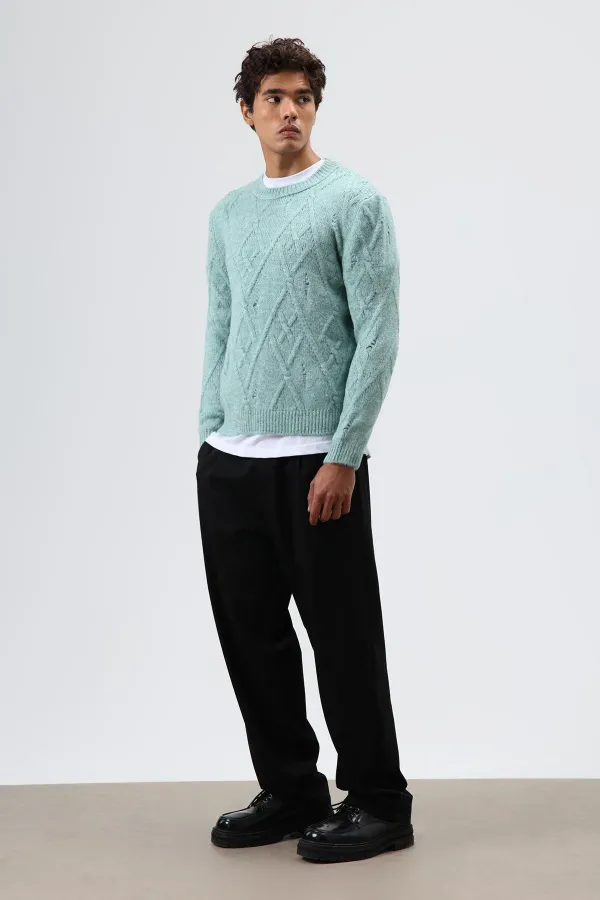 Pull oversize en maille à motifs menthe