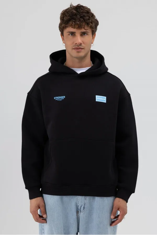 Sweat-shirt oversize noir imprimé au dos