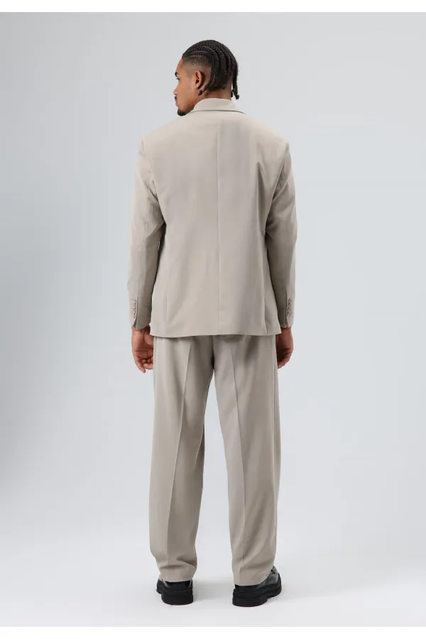 Costume croisé coupe décontractée couleur pierre