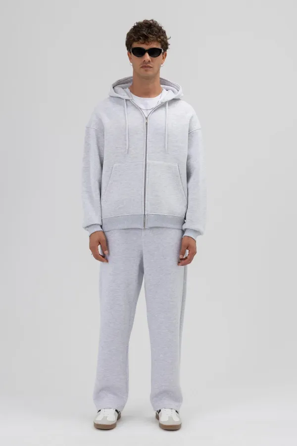 Sweat-shirt à capuche basique oversize zippé chiné