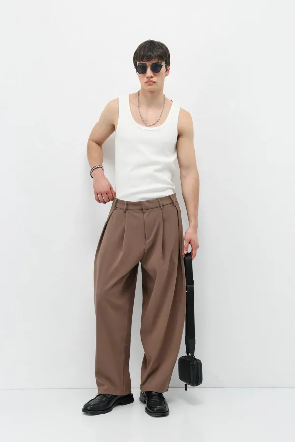 Barrel Fit Tailored Pantolon Vizon