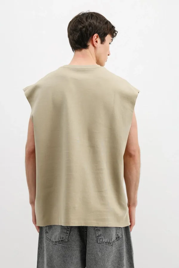 T-shirt basique oversize sans manches kaki