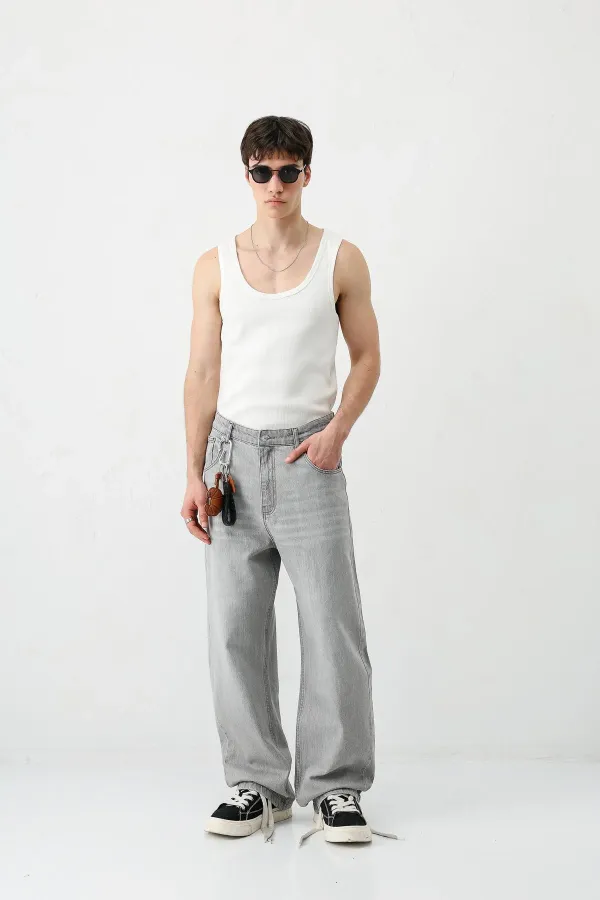 Super Baggy Fit Jean Ice Grı
