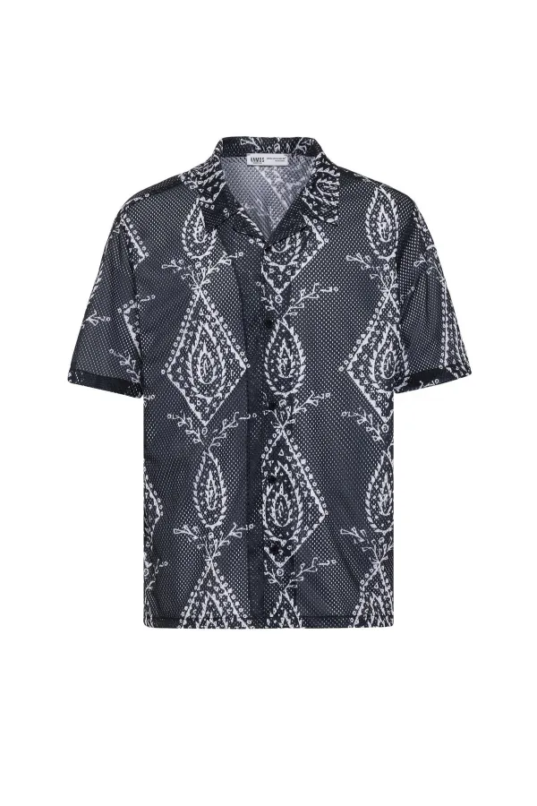 Patterned Corduroy Oversize Shirt Pattern-11