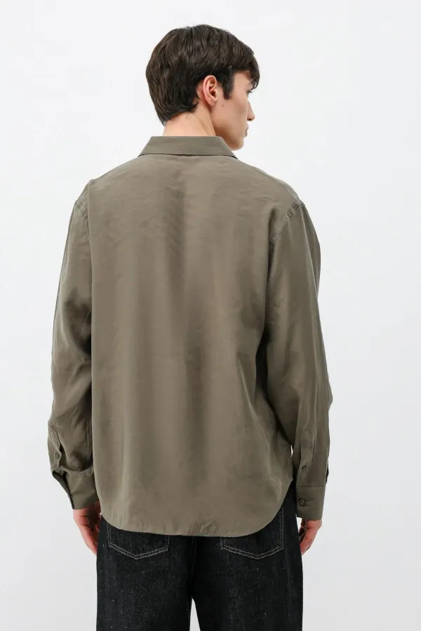 Chemise oversize en modal kaki