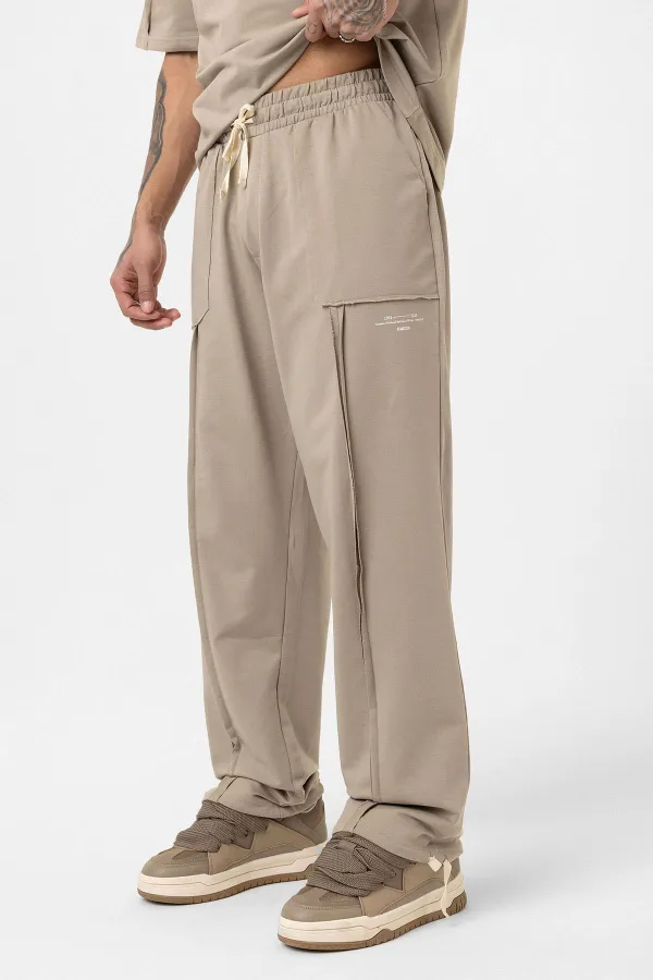 Baskılı Stoper Paça Eşofman Takım Vizon