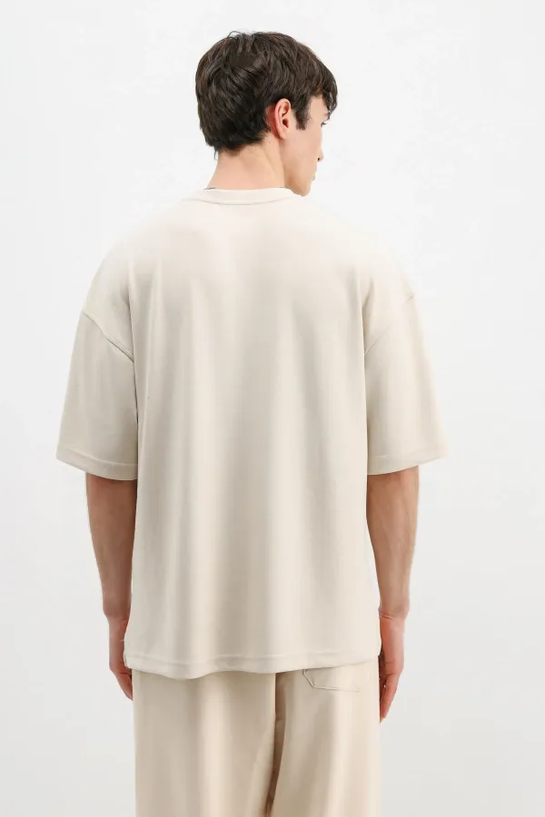Modal Karışımlı Oversize Tişört Taş