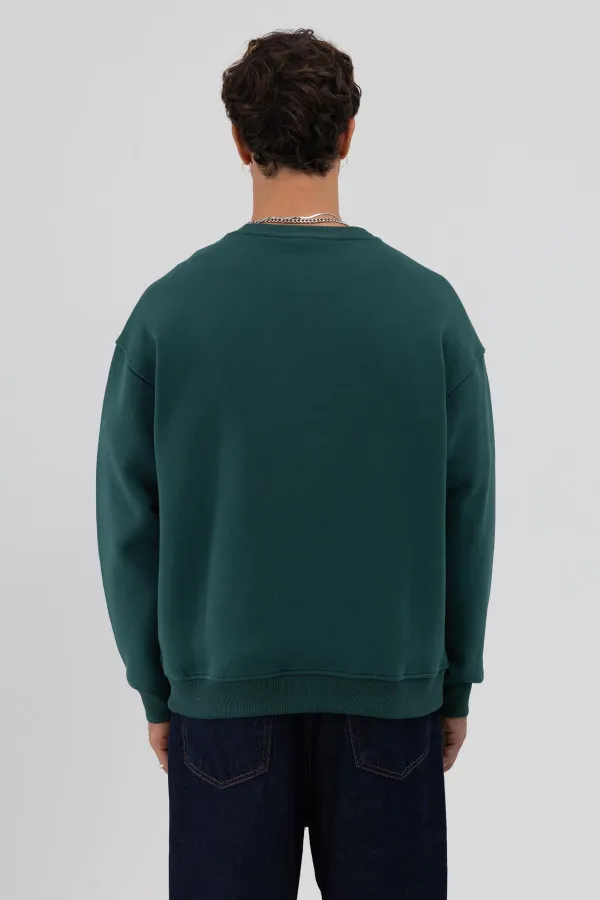 Basic Bisiklet Yaka Oversize Sweatshirt Nefti