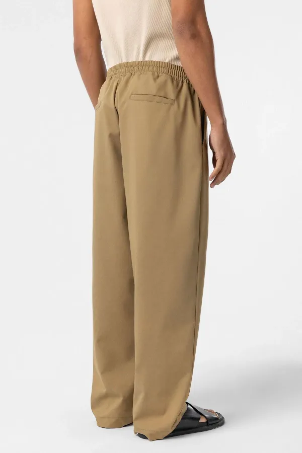 Pantalon ample à taille élastique, kaki
