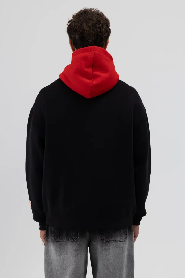 Sweat-shirt oversize noir imprimé bicolore