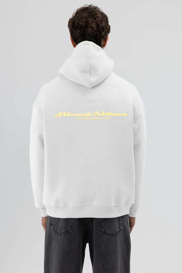 Sweat à capuche oversize imprimé, écru