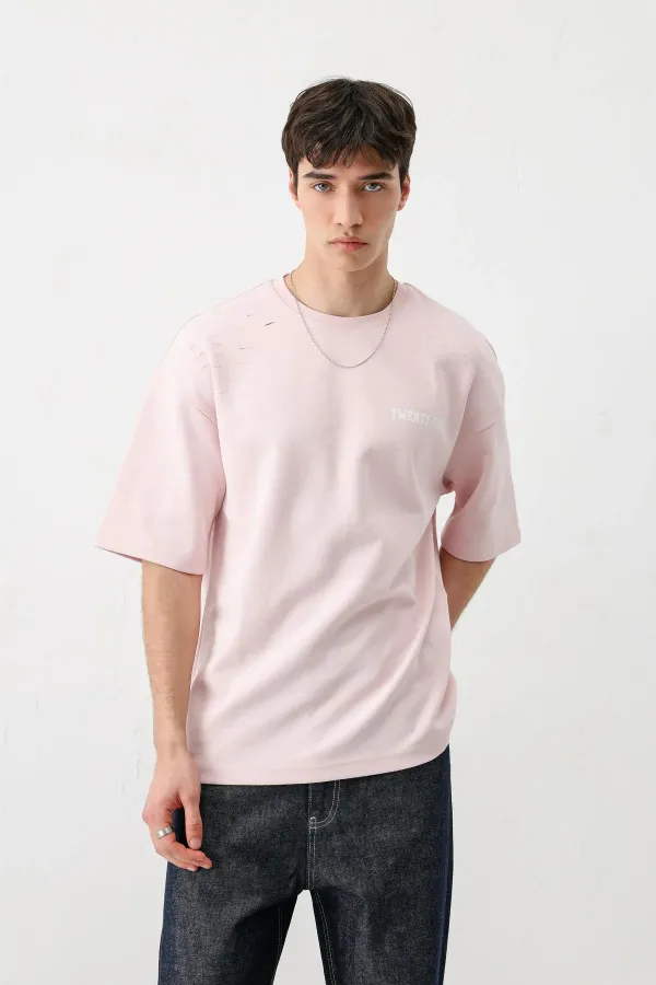 T-shirt oversize imprimé rose