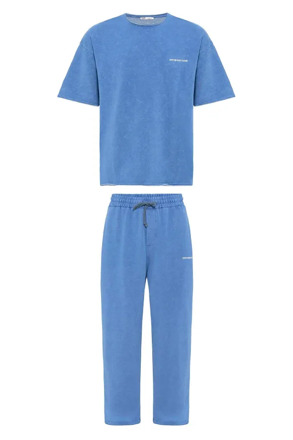 Washed Oversize Tracksuit Set Indigo Washed Oversize Tracksuit Set Indigo