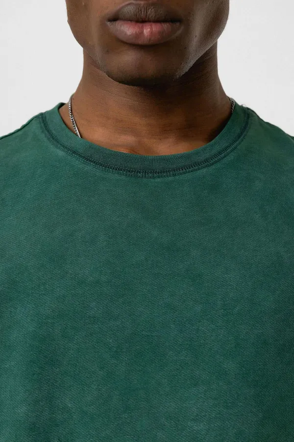 T-shirt basique oversize délavé, bleu marine