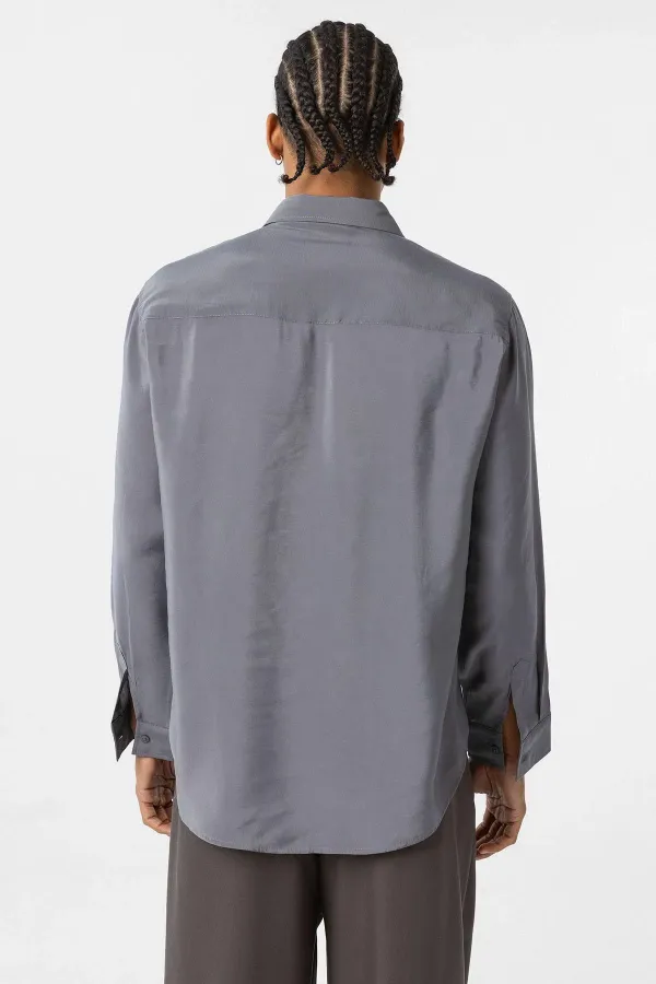 Oversize Modal Kumaş Gömlek Gri