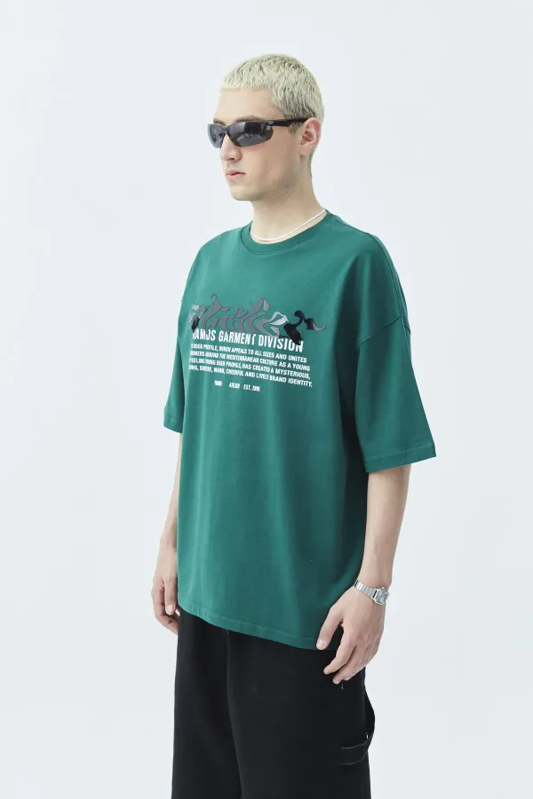 T-shirt oversize à imprimé en relief Atelier, bleu marine