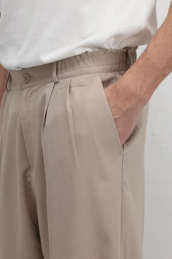 Baggy Fit Kumaş Pantolon Taş