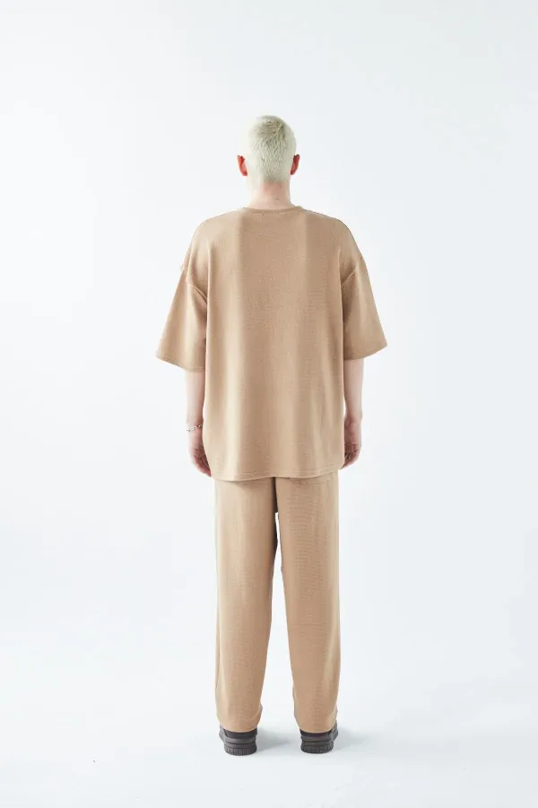 Oversize Basıc Triko Eşofman Takım Vizon Oversize Basıc Triko Eşofman Takım Vizon