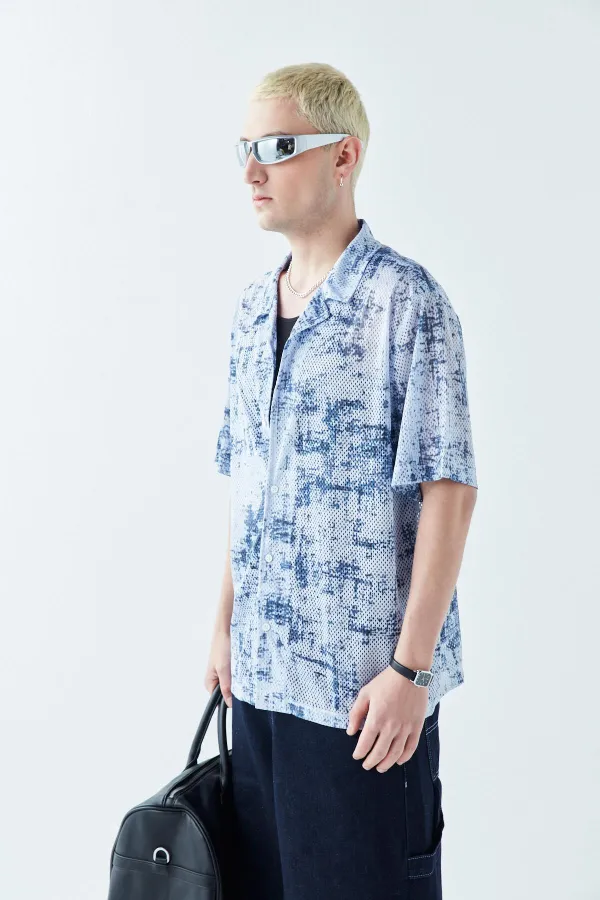 Patterned Corduroy Oversize Shirt Pattern-2