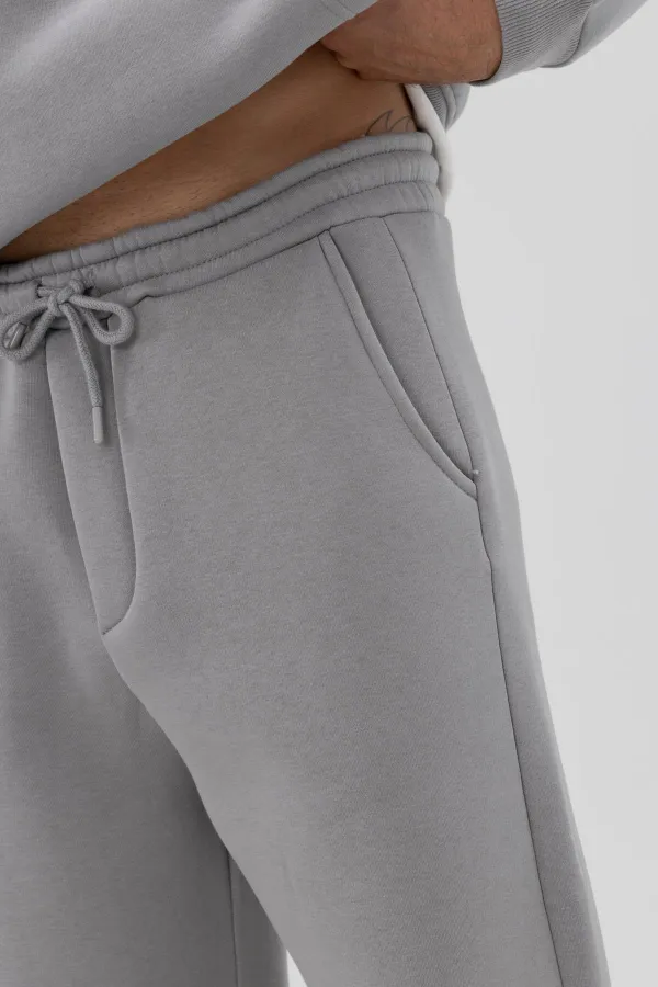 Basic Paça Lastikli Eşofman Alt Açık Gri