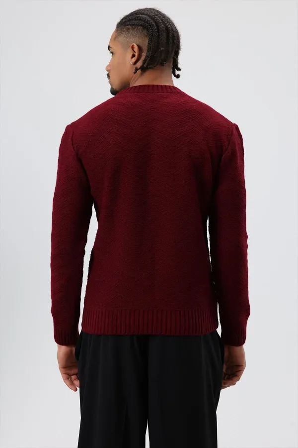 Pull oversize à col rond bordeaux