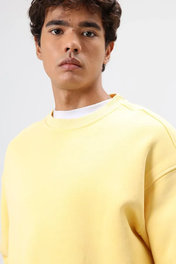 Sweat-shirt basique oversize délavé jaune