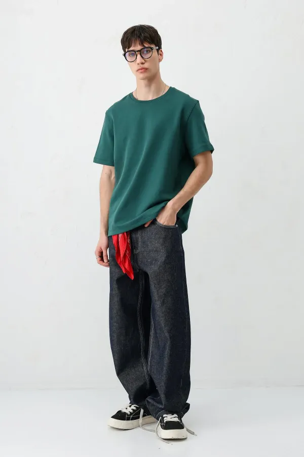 Kısa Kollu Boxy Fit Tişört Nefti