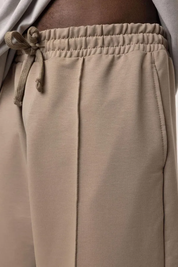 Oversize Sweatpants with Stitching Detail, Mink Color