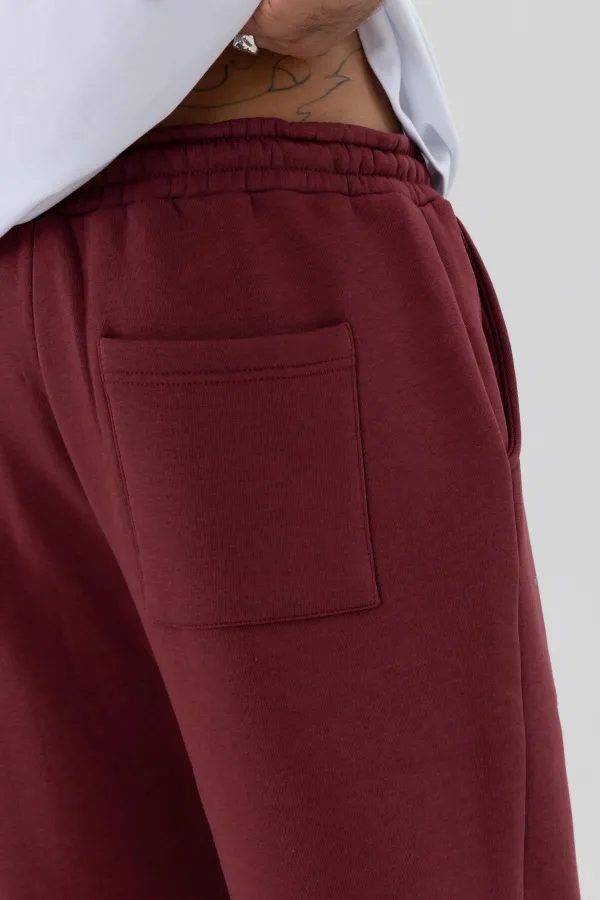 Basic Paça Lastikli Eşofman Alt Bordo