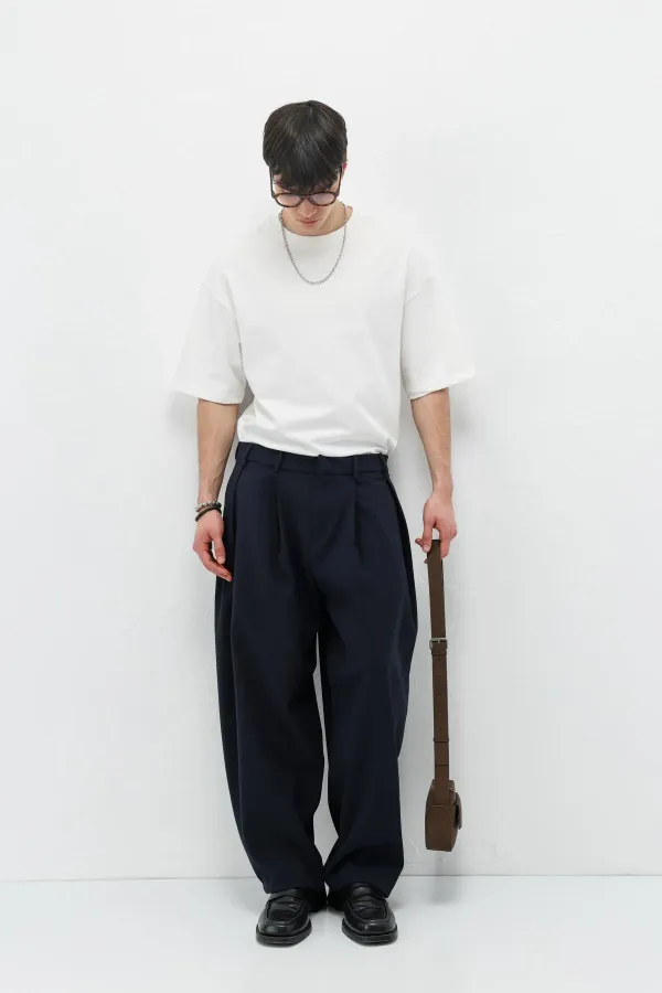 Barrel Fit Tailored Pantolon Lacivert