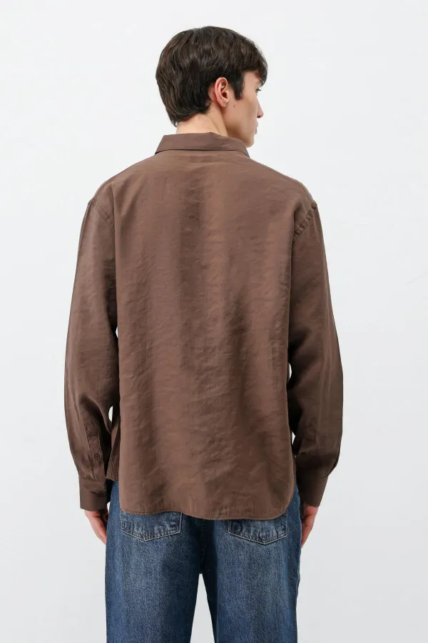 Chemise oversize en modal, couleur café