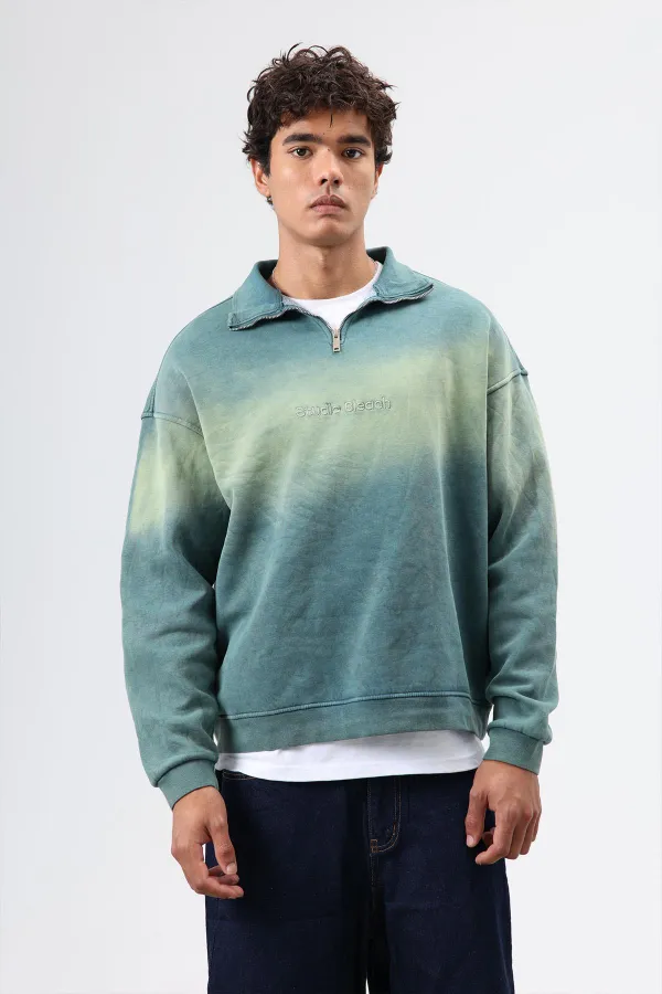 Sweat-shirt oversize à col zippé, bleu marine